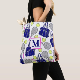 Preppy Monogram Tennis Marine Tote Bag