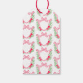 Preppy Monogram Waterverf Kerstkrans Holly Cadeaulabel (Achterkant)