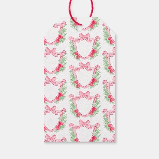 Preppy Monogram Waterverf Kerstkrans Holly Cadeaulabel