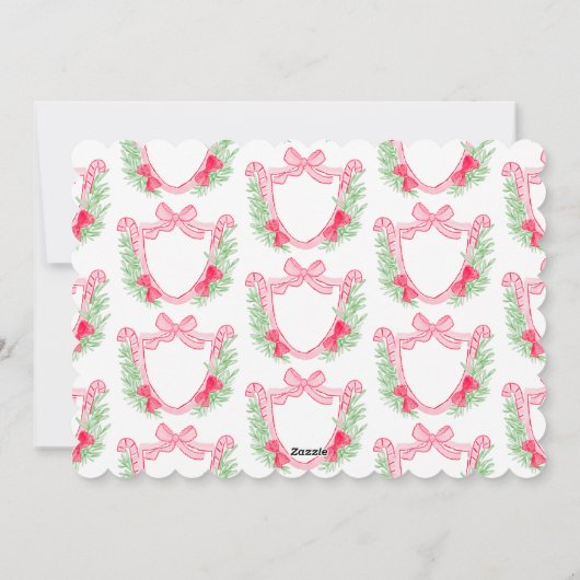 Preppy Monogram Waterverf Kerstkrans Holly Feestdagenkaart (Achterkant)