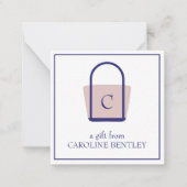Preppy Monogrammed Boat Bag Gift Enclosure Kaarten Notitiekaartje (Voorkant)