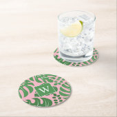 Preppy Monogrammed Monstera Palm Leaf Ronde Kartonnen Onderzetter (Insitu)