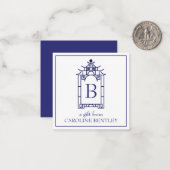 Preppy Monogrammed Pagoda Gift Enclosure Kaarten Notitiekaartje (Voorkant / Achterkant in situ)
