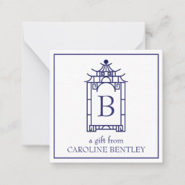 Preppy Monogrammed Pagoda Gift Enclosure Kaarten Notitiekaartje