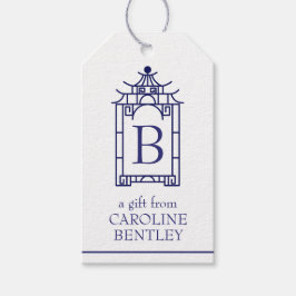 Preppy Monogrammed Pagoda Gift Labels Cadeaulabel