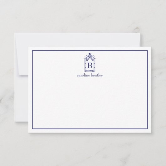 Preppy Monogrammed Pagoda Note Cards Bedankkaart (Voorkant)