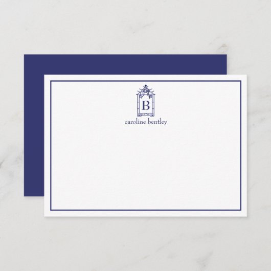 Preppy Monogrammed Pagoda Note Cards Bedankkaart (Voorkant / Achterkant)