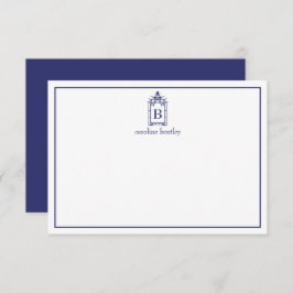 Preppy Monogrammed Pagoda Note Cards Bedankkaart