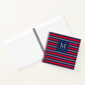 Preppy Monogrammed Striped Spiral Notitieboek (Binnen)