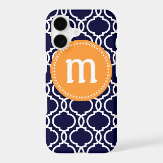 Preppy Moroccan Custom Monogram in Navy & Oranje