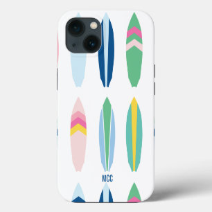 Preppy Multi Patroon Surfplanken Gepersonaliseerd iPhone 13 Hoesje