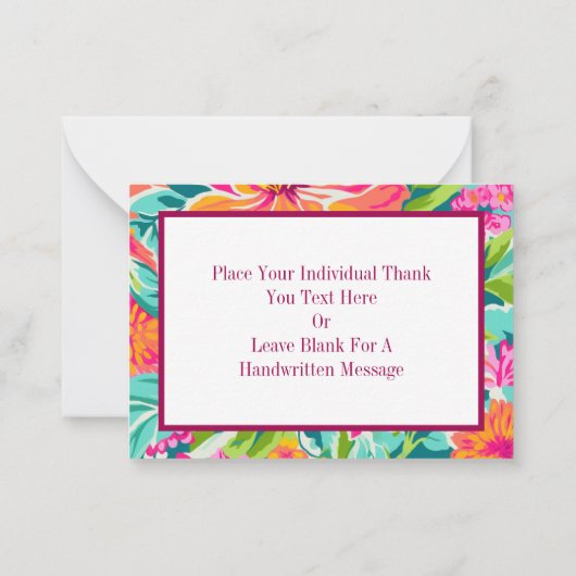 Preppy Multiclored Bloemen Dank u Notitiekaartje (Achterkant)