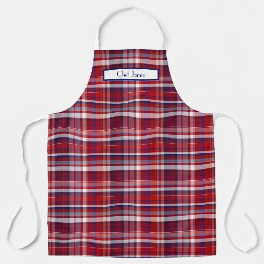 Preppy Multicolor Madras Diep Rood Navy Schort (Voorkant)