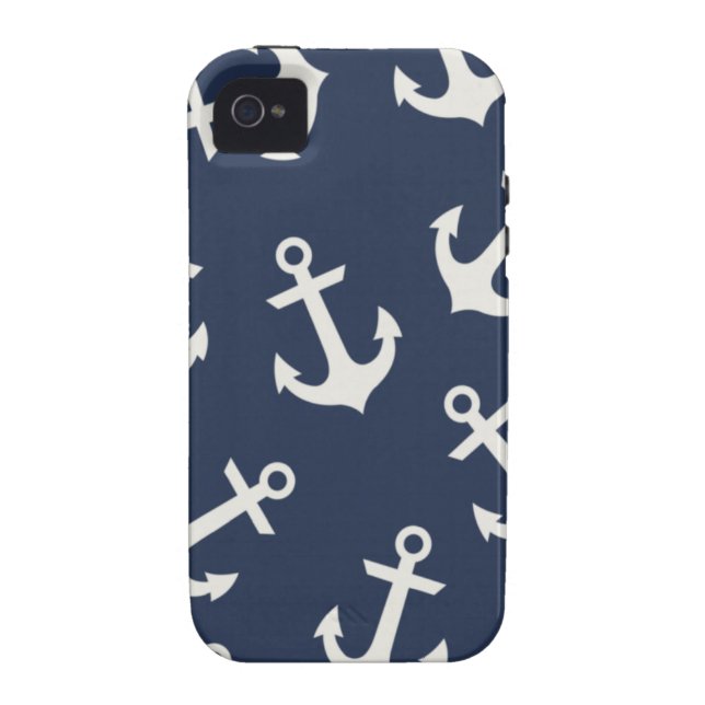 Preppy Nautical Anchor IPHONE 4 4S Hoesje Hoesje (Achterkant)