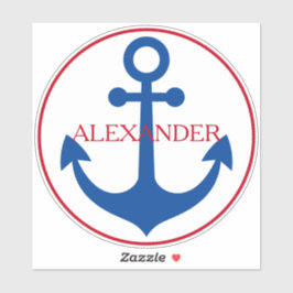 Preppy Nautical Anchor Personalized Sticker