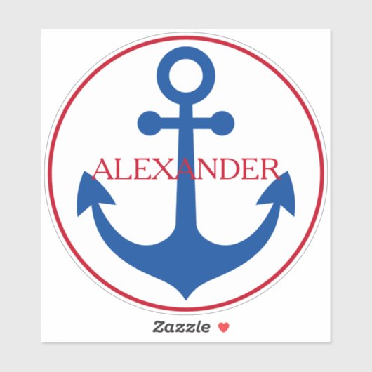 Preppy Nautical Anchor Personalized Sticker (Vel)