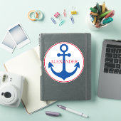 Preppy Nautical Anchor Personalized Sticker (iPad Cover)