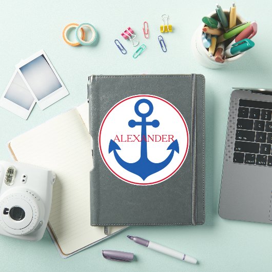 Preppy Nautical Anchor Personalized Sticker (iPad Cover)