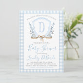 Preppy Nautical Blue Sailboat Boy Baby shower Kaart (Staand voorkant)