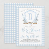 Preppy Nautical Blue Sailboat Boy Baby shower Kaart (Voorkant / Achterkant)
