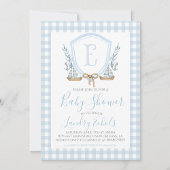 Preppy Nautical Blue Sailboat Boy Baby shower Kaart