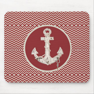Preppy Nautical burgundy chevron strand anchor Muismat