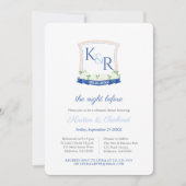 Preppy Nautical Crest Wedding Rehearsal Dinner Kaart (Voorkant)