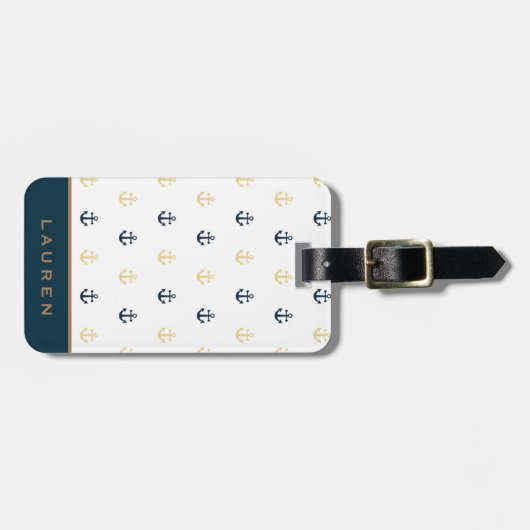 Preppy Nautical ⎢ Monogram Bagagelabel (Voorkant horizontaal)