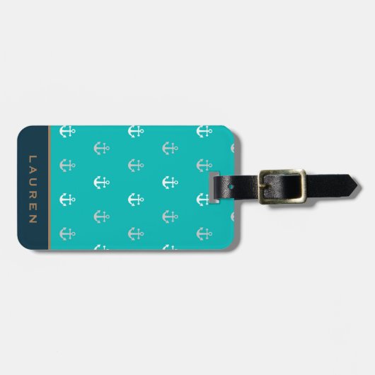 Preppy Nautical ⎢ Monogram Bagagelabel (Voorkant horizontaal)