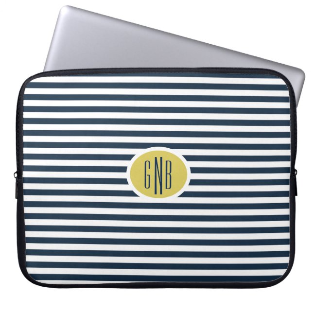 Preppy Nautical Monogram Computer Sleeve (Voorkant)
