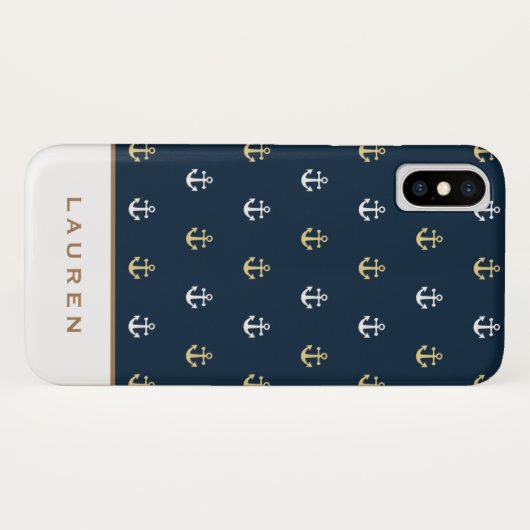 Preppy Nautical ⎢ Monogram iPhone case (Achterkant (horizontaal))