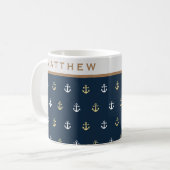 Preppy Nautical Monogram Koffiemok (Voorkant links)