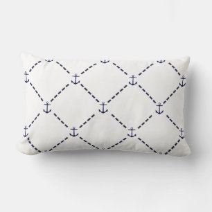 Preppy Nautical Navy Dashes & Anchors Kussen