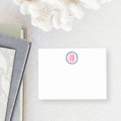 Preppy Nautical Navy & Pink Rope Monogram Post-it® Notes