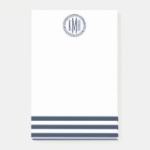 Preppy Nautical Navy Stripe & Monogram Post-it® Notes (Voorkant)