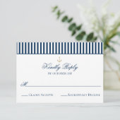 Preppy Nautical Navy Wedding RSVP Kaart (Staand voorkant)