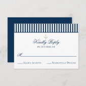 Preppy Nautical Navy Wedding RSVP Kaart (Voorkant / Achterkant)