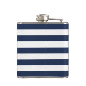 Preppy Nautical Navy & White Stripe Pink Monogram Heupfles (Achterkant)