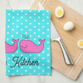 Preppy Nautical Pink and Aqua Whales Theedoek (Quarter Fold)