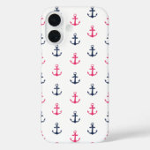 Preppy Nautical Pink & Navy Anchor Pattern Case-Mate iPhone Case (Achterkant)