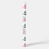 Preppy Nautical Pink & Navy Anchor Pattern Case-Mate iPhone Case (Achterkant / Rechts)