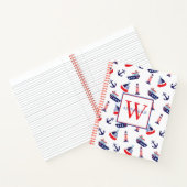 Preppy Nautical Sailboats Monogram Notitieboek (Binnen)