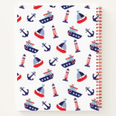 Preppy Nautical Sailboats Monogram Notitieboek (Achterkant)