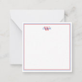 Preppy Nautical Sailboats Monogram Notitiekaartje (Voorkant)