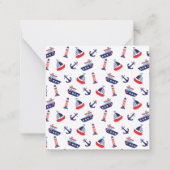 Preppy Nautical Sailboats Monogram Notitiekaartje (Achterkant)