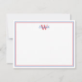 Preppy Nautical Sailboats Monogram Notitiekaartje (Voorkant)