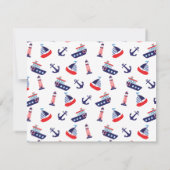 Preppy Nautical Sailboats Monogram Notitiekaartje (Achterkant)