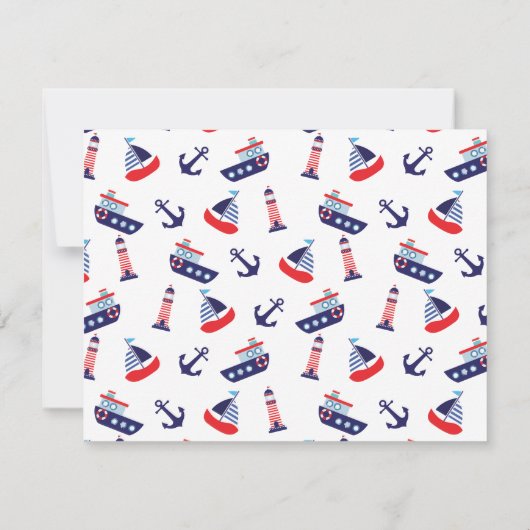 Preppy Nautical Sailboats Monogram Notitiekaartje (Achterkant)