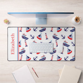 Preppy Nautical Sailboats Personalized Bureaumat