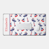 Preppy Nautical Sailboats Personalized Bureaumat (Keyboard & Muis)